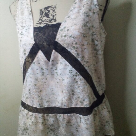 BCBG Generation Blouse Women S Sleeveless Lace Detail Lightweight Print Peach - Picture 6 of 15